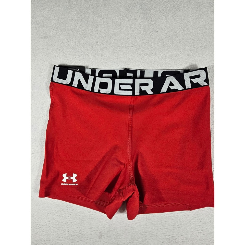 Under Armour HeatGear Compression Shorty Red Womens‎ Medium 1383629-600 Mid Rise
